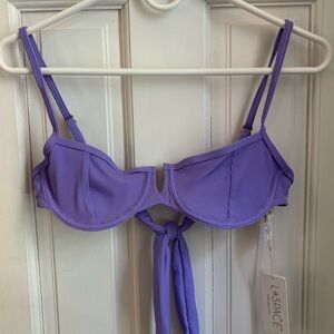 L*SPACE Ribbed Hunter Bikini Top - Wisteria, small (NEW)